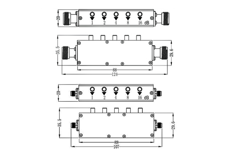 2W 5W 30db SMA N RF Variable Step Attenuator Keypress Step Attenuator 50ohm