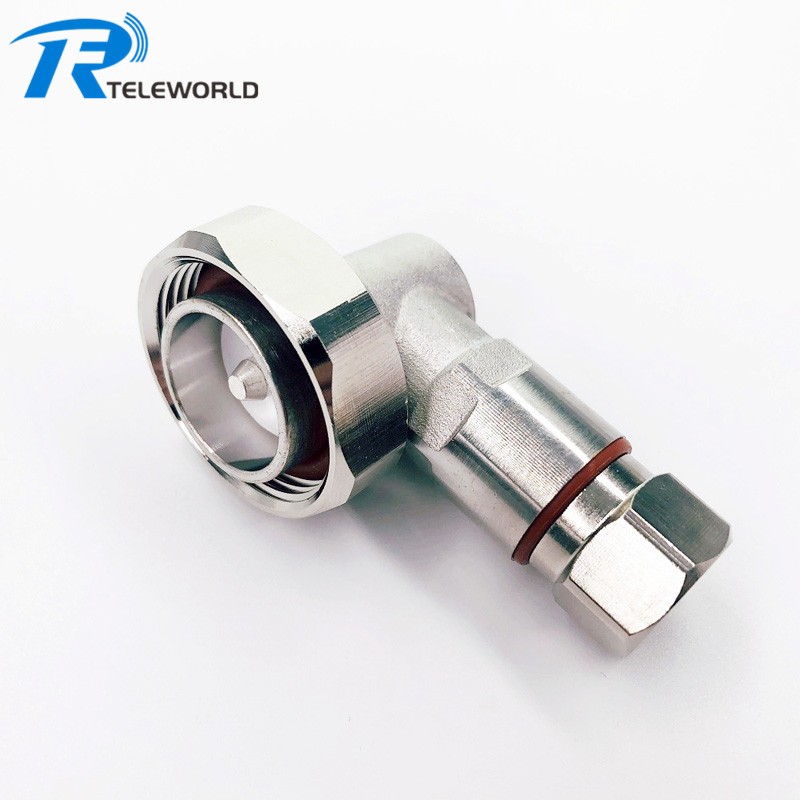 7/16 DIN Connector for 1/2 Feeder Cable Right Angle 7/16 DIN Connector for 1/2 Feeder Cable Right Angle