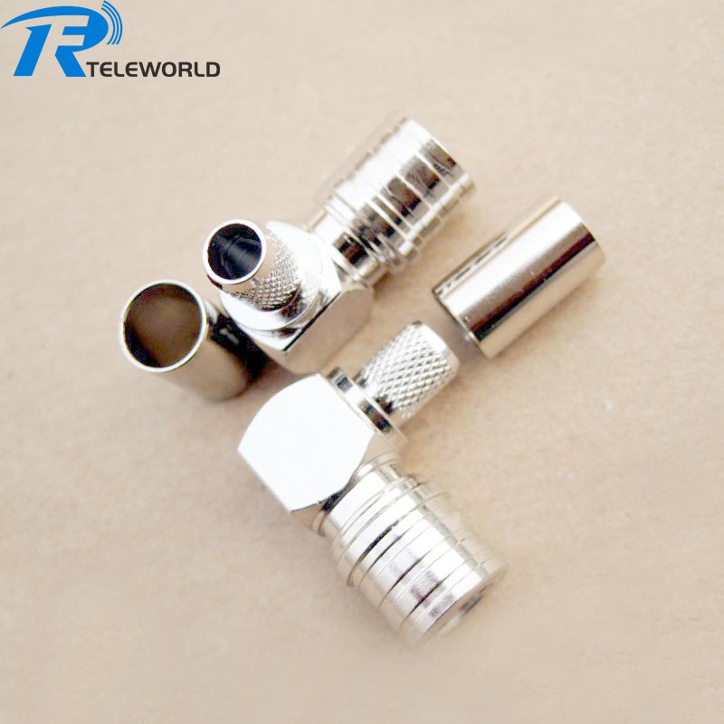 Right angle QMA male crimp connector for LMR240 cable Right angle QMA male crimp connector for LMR240 cable
