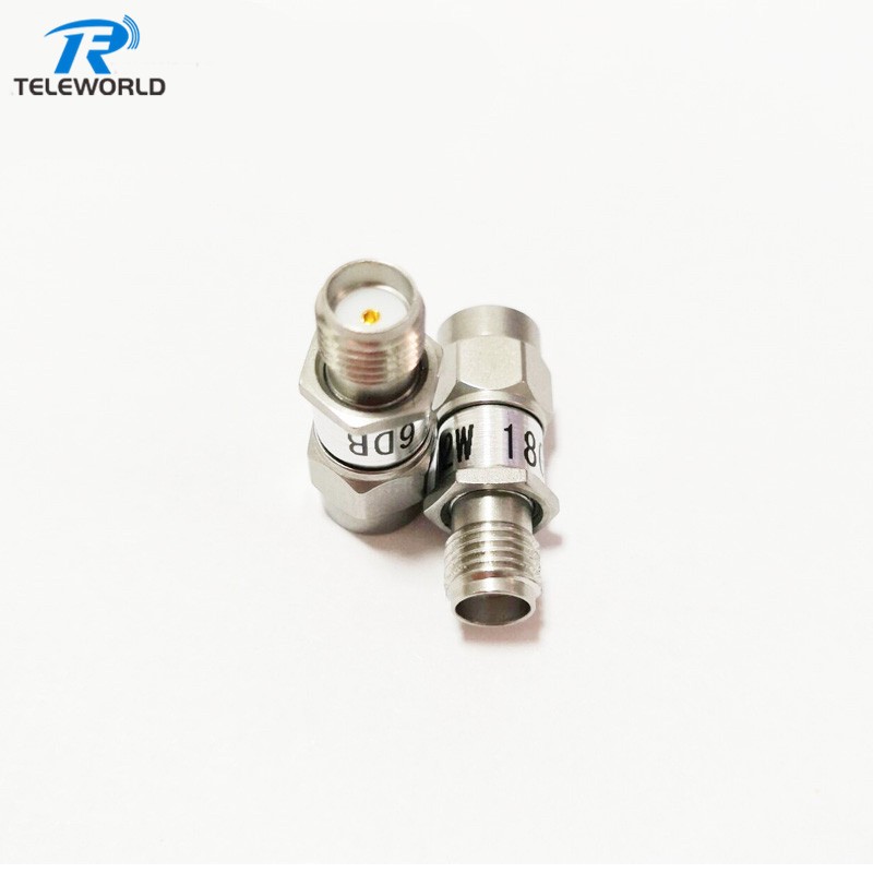 Stainless steel Passivated 2W SMA Fixed Attenuator 6GHz 8GHz 12GHz 18GHz 26.5GHz 1dB 2dB 3dB 4dB 5dB 6dB 7dB 8dB 9dB 10dB 15dB 20dB 25dB 30dB 40dB 50ohm