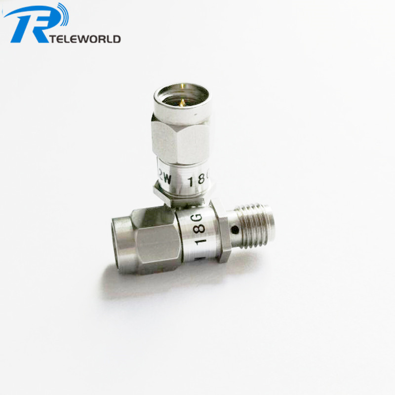 2 Watt SMA Fixed Attenuator 18GHz stainless steel Passivated 1dB 2dB 3dB 4dB 5dB 6dB 7dB 8dB 9dB 10dB 15dB 20dB 30dB 50ohm 2 Watt SMA Fixed Attenuator 18GHz stainless steel Passivated 1dB 2dB 3dB 4dB 5dB 6dB 7dB 8dB 9dB 10dB 15dB 20dB 30dB 50ohm