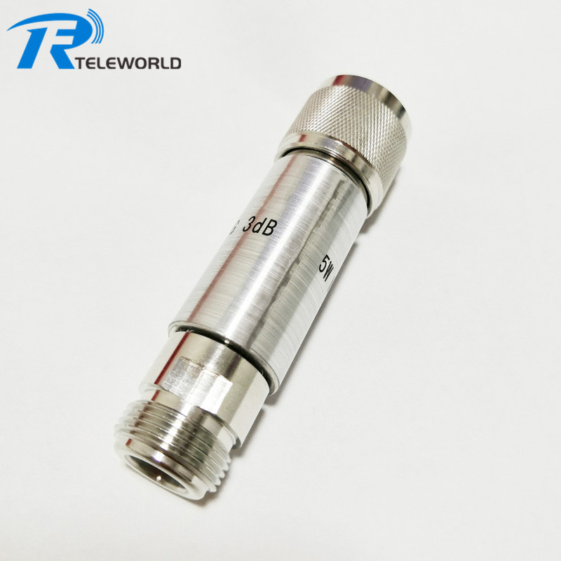 Stainless steel 5W N type RF Coaxial Attenuator 3GHz 6GHz 8Ghz 12Ghz 18GHz 3dB  6dB 9dB 10dB 20dB 30dB 40dB 50ohm