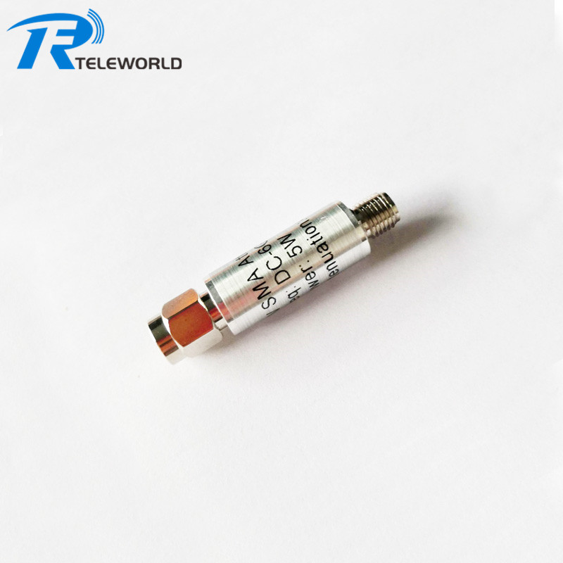 Diameter 10mm 5W SMA Attenuator 10dB 20dB 30dB 40dB 50dB 60dB 70dB 4GHz 5GHz 6GHz 8GHz 12.4GHz 18GHz 26.5GHz 50ohm